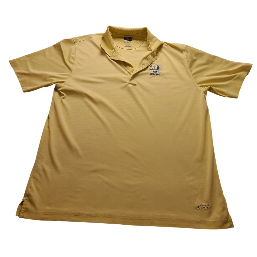 Greg Norman ML75 Polo Shirt Mens XL Yellow Ryder Cup 2012 Medinah Golf Short Slv